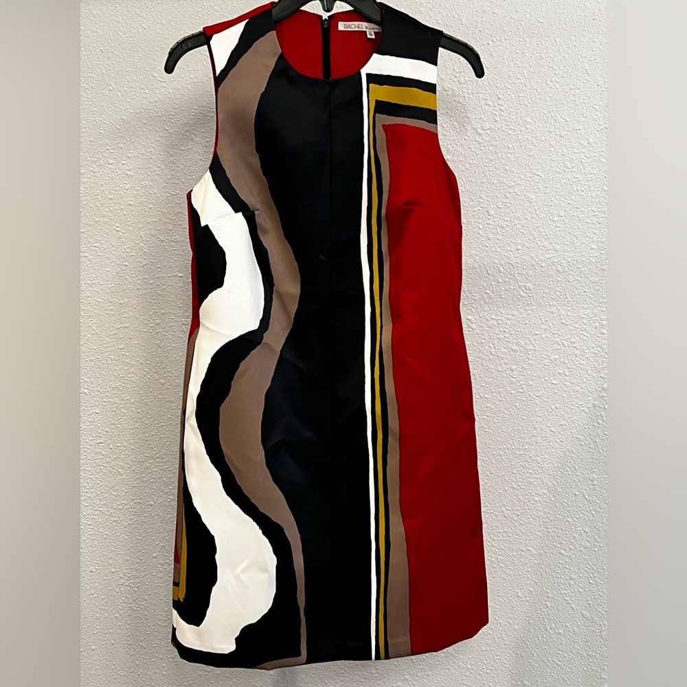 RACHEL Rachel Roy Red and Black Abstract Midi Dress